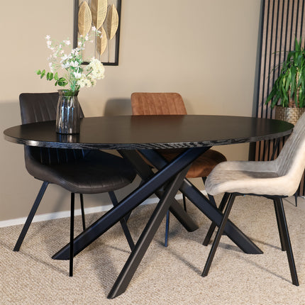 Eettafel Twist ovaal 160cm zwart MDF