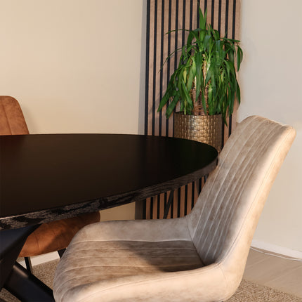 Eettafel Twist ovaal 160cm zwart MDF