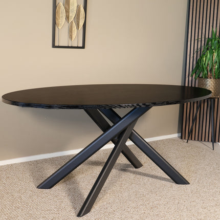 Eettafel Twist ovaal 160cm zwart MDF