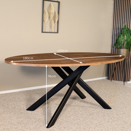 Eettafel Twist ovaal 180cm bruin MDF