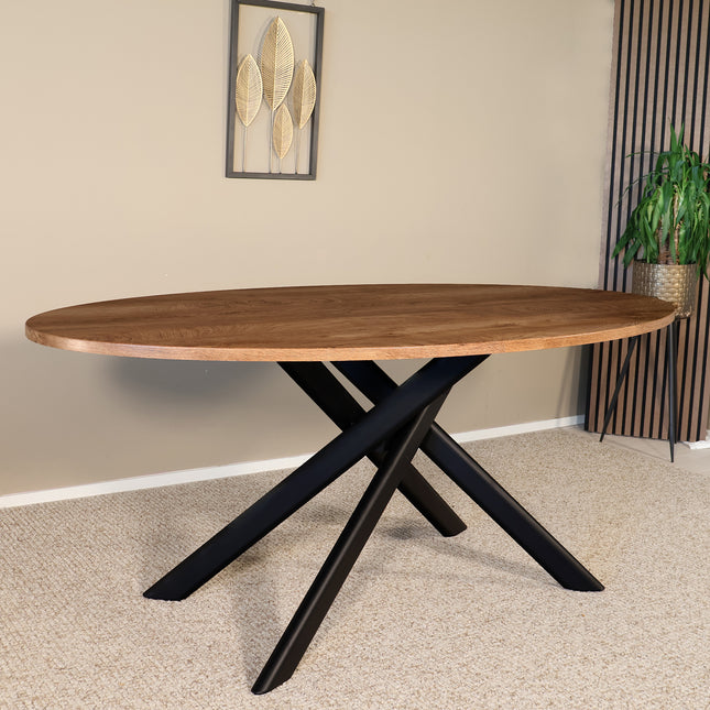 Eettafel Twist ovaal 180cm bruin MDF