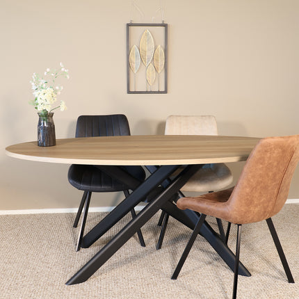 Eettafel Twist ovaal 180cm lichtbruin MDF