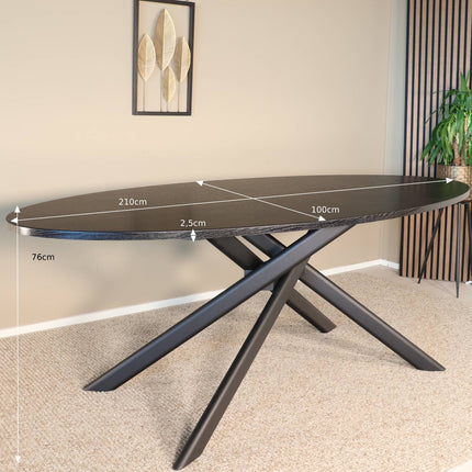 Eettafel Twist ovaal 210cm zwart MDF