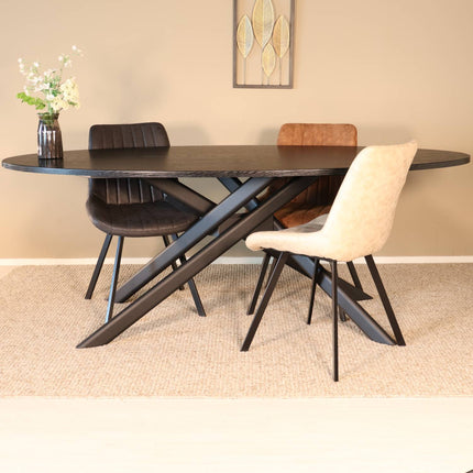 Eettafel Twist ovaal 210cm zwart MDF