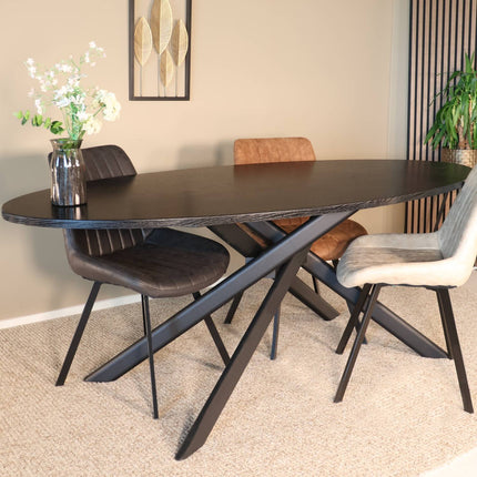 Eettafel Twist ovaal 210cm zwart MDF