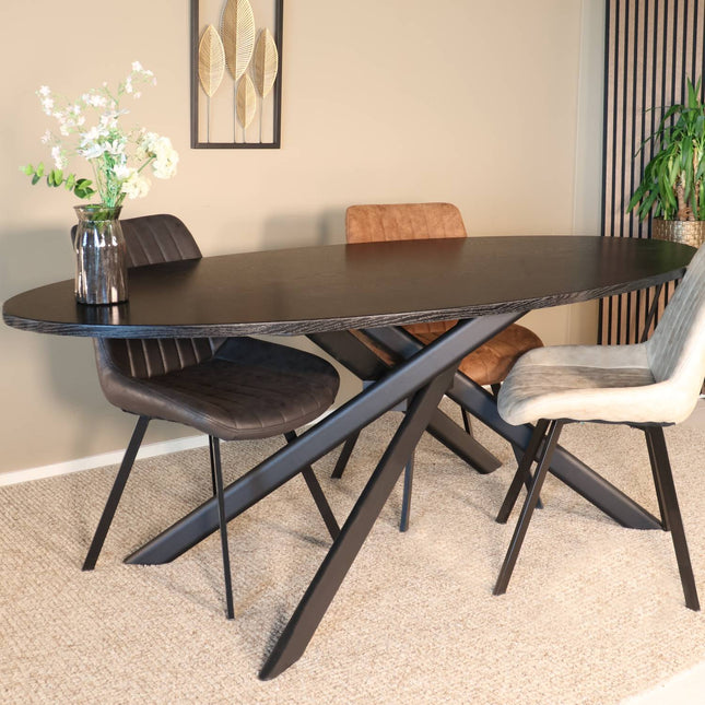 Eettafel Twist ovaal 210cm zwart MDF