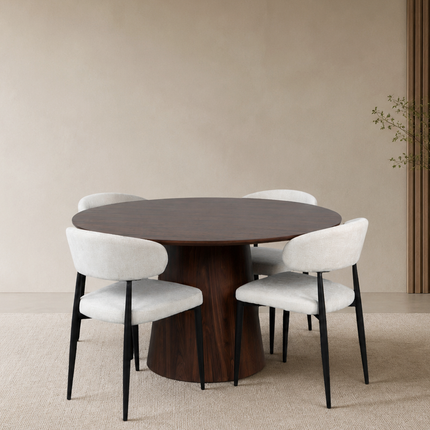 Eettafel Japandi Amber rond 150cm walnoot MDF