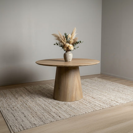 Eettafel Japandi Amber rond 130cm lichtbruin MDF