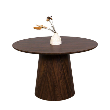 Eettafel Japandi Amber rond 120cm walnoot MDF