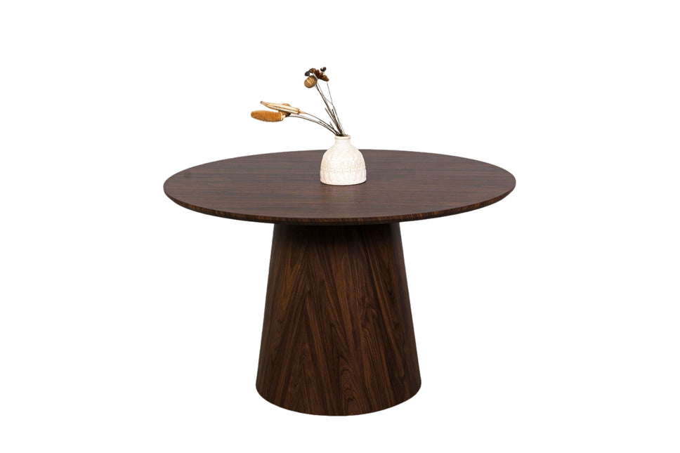 Eettafel Japandi Amber rond 120cm walnoot MDF