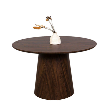 Eettafel Japandi Amber rond 130cm walnoot MDF