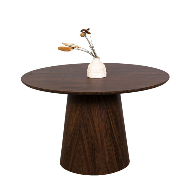 Eettafel Japandi Amber rond 130cm walnoot MDF