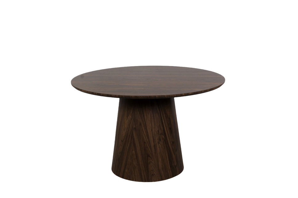 Eettafel Japandi Amber rond 120cm walnoot MDF