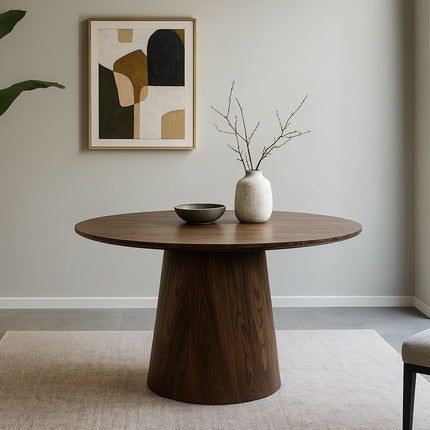 Eettafel Japandi Amber rond 120cm walnoot MDF