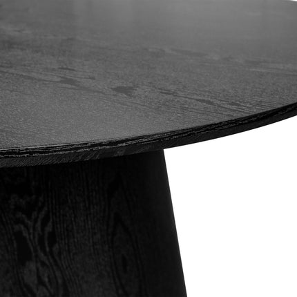 Eettafel Japandi Amber rond 130cm zwart MDF