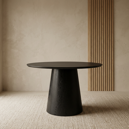 Eettafel Japandi Amber rond 130cm zwart MDF