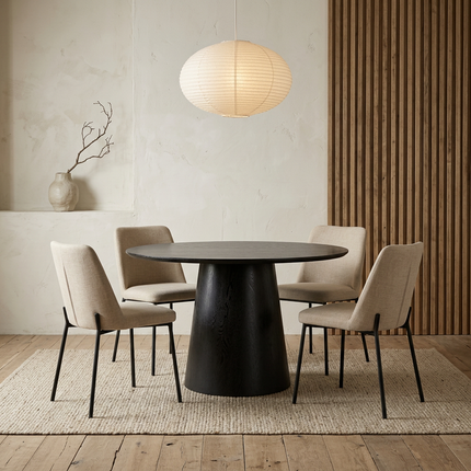 Eettafel Japandi Amber rond 130cm zwart MDF