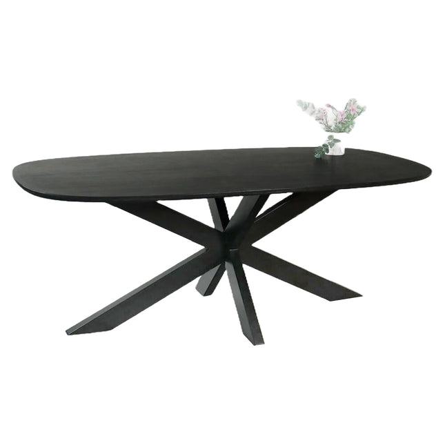 Eettafel Austin deens ovaal 200cm zwart mangohout