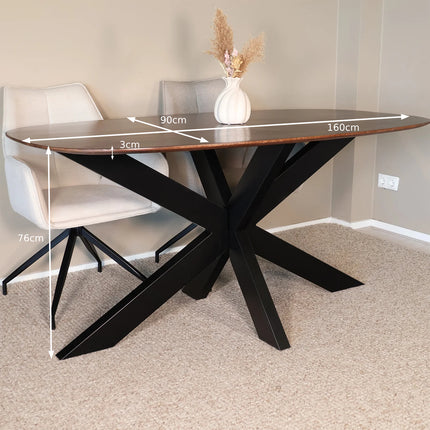 Eettafel Austin deens ovaal 160cm walnoot mangohout