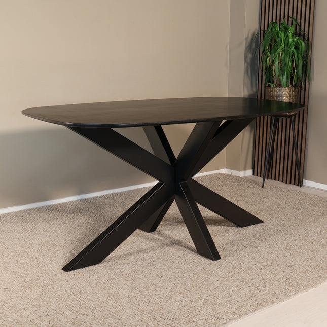 Eettafel Austin deens ovaal 160cm zwart mangohout