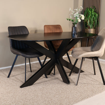 Eettafel Austin deens ovaal 160cm zwart mangohout