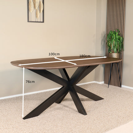 Eettafel Austin deens ovaal 180cm walnoot mangohout