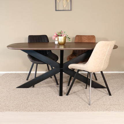 Eettafel Austin deens ovaal 180cm walnoot mangohout