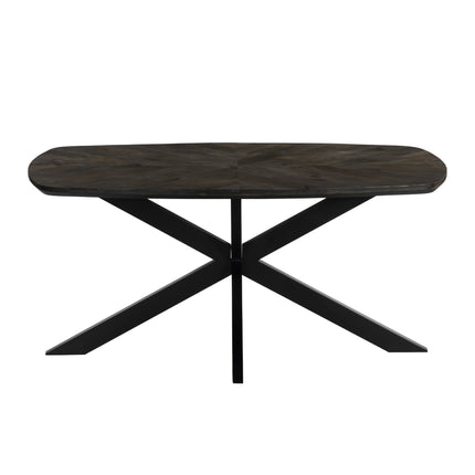 Eettafel Bali deens ovaal 160cm walnoot mangohout hongaarse punt