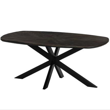 Eettafel Bali deens ovaal 180cm walnoot mangohout hongaarse punt
