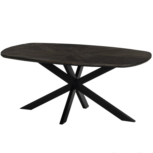 Eettafel Bali deens ovaal 180cm walnoot mangohout hongaarse punt