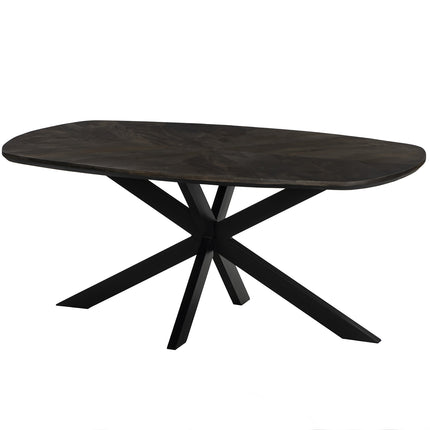 Eettafel Bali deens ovaal 180cm walnoot mangohout hongaarse punt