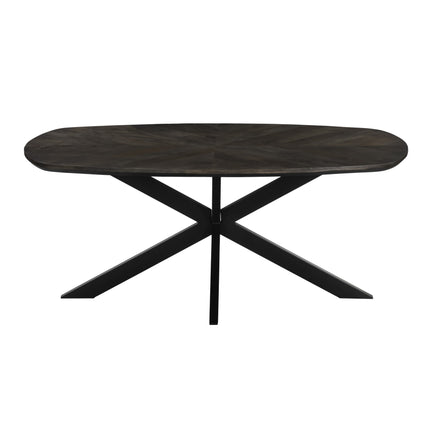 Eettafel Bali deens ovaal 180cm walnoot mangohout hongaarse punt