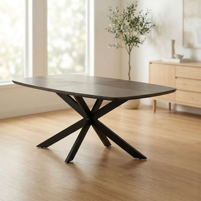 Eettafel Bali deens ovaal 200cm walnoot mangohout hongaarse punt