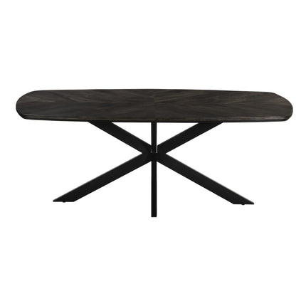 Eettafel Bali deens ovaal 200cm walnoot mangohout hongaarse punt