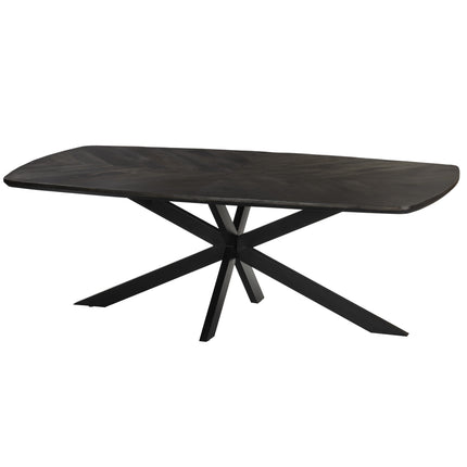 Eettafel Bali deens ovaal 220cm walnoot mangohout hongaarse punt
