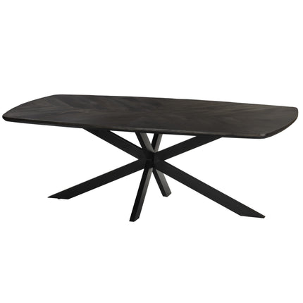 Eettafel Bali deens ovaal 220cm walnoot mangohout hongaarse punt