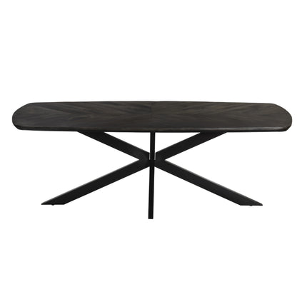 Eettafel Bali deens ovaal 220cm walnoot mangohout hongaarse punt