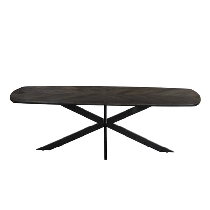 Eettafel Bali deens ovaal 240cm walnoot mangohout hongaarse punt