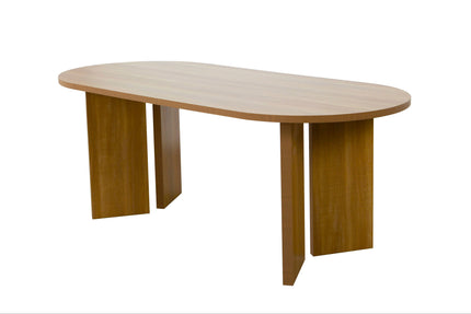 Eettafel Japandi ovaal 220cm lichtbruin melamine Hano