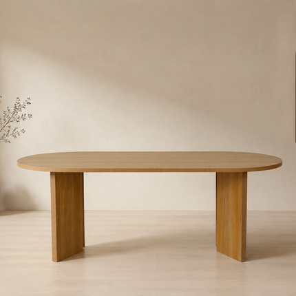 Eettafel Japandi ovaal 220cm lichtbruin melamine Hano