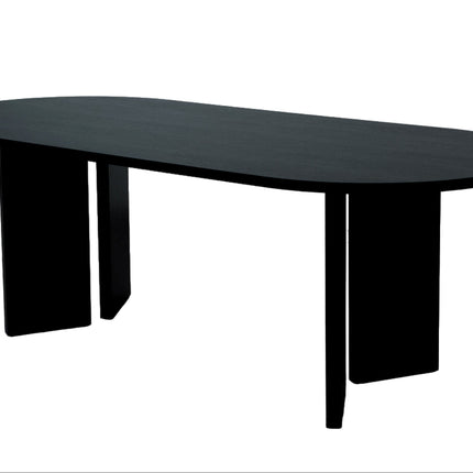 Eettafel Japandi ovaal 220cm zwart melamine Hano