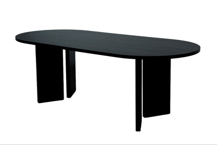 Eettafel Japandi ovaal 220cm zwart melamine Hano