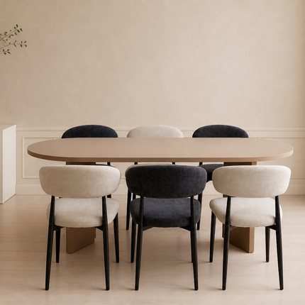 Eettafel Japandi ovaal 200cm beige melamine Hano