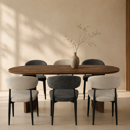 Eettafel Japandi ovaal 200cm bruin melamine Hano