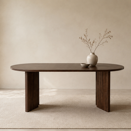 Eettafel Japandi ovaal 200cm bruin melamine Hano
