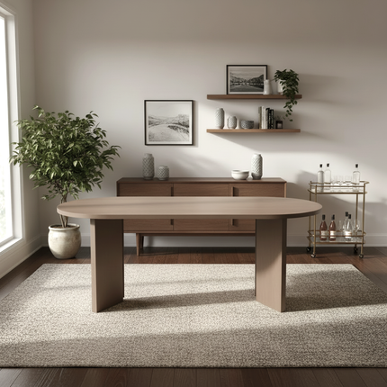 Eettafel Japandi ovaal 200cm walnoot melamine Hano