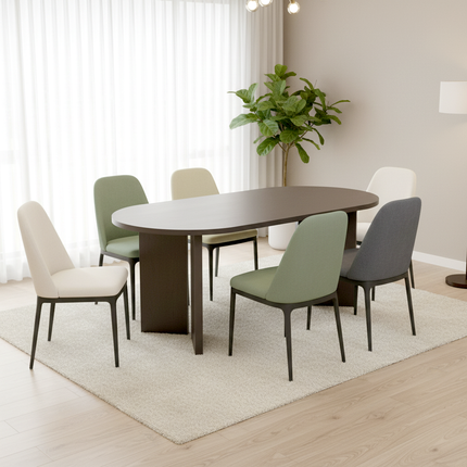 Eettafel Japandi ovaal 200cm walnoot melamine Hano