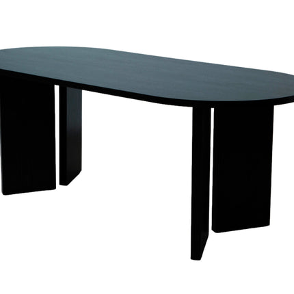 Eettafel Japandi ovaal 200cm zwart melamine Hano