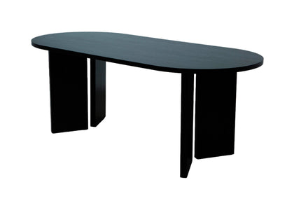 Eettafel Japandi ovaal 200cm zwart melamine Hano