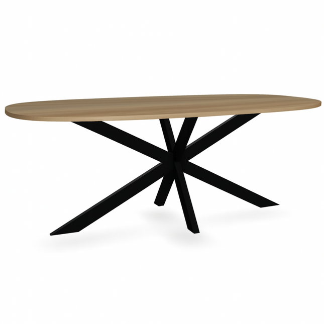 Eettafel Hero deens ovaal 240cm lichtbruin MDF
